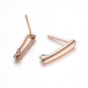 20pcs - 15x3mm, 304 stainless steel, steel, gold, rose gold, black, earring post, earring hook, connector, component, jewelry, DIY