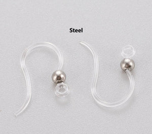 40pcs - 15x8mm,plastic, ear hook, stainless steel ball, gold steel, silver, rose gold, finding, earwires, earrings, component, jewelry, DIY,