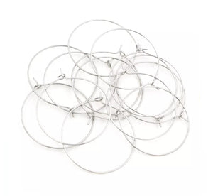 20pcs - 12-40mm, 316L surgical stainless steel, earring wires, hoop wire, posts, earring base, connector, component, jewelry, DIY
