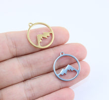 Load image into Gallery viewer, 4pcs - 12mm, 18mm, Stainless Steel, charm, mountain, pendant, gold, steel, craft, jewelry making, finding, diy