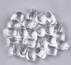 20pcs - 9x6mm, glass charm, transparent, AB plated, white, champagne, gold, earring accessory, finding, component, jewelry, DIY