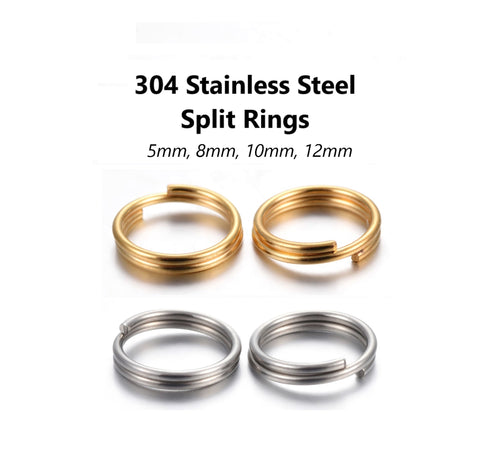 20pcs - 5,8,10,12mm, stainless steel, split ring, steel, hold, finding, jewelry making, DIY, craft