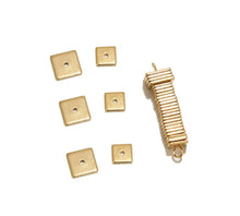 Load image into Gallery viewer, 20pcs - 6mm, 8mm, stainless steel, spacer bead, square, gold, steel, thin, pendant, dangle, earring, component, charm, jewelry