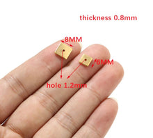 Load image into Gallery viewer, 20pcs - 6mm, 8mm, stainless steel, spacer bead, square, gold, steel, thin, pendant, dangle, earring, component, charm, jewelry