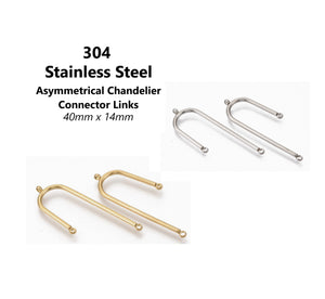 10pcs - 40x14mm, Stainless Steel, asymmetrical, connector, link, gold, steel, craft, jewelry making, finding, chandelier