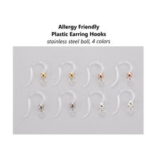 Load image into Gallery viewer, 40pcs - 15x8mm,plastic, ear hook, stainless steel ball, gold steel, silver, rose gold, finding, earwires, earrings, component, jewelry, DIY,