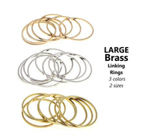 Load image into Gallery viewer, 10pcs - 50mm, 60mm, brass, linking ring, closed, yellow gold, KC gold, bright silver, large, connector, component, jewelry, DIY,