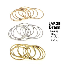10pcs - 50mm, 60mm, brass, linking ring, closed, yellow gold, KC gold, bright silver, large, connector, component, jewelry, DIY,