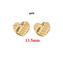 Load image into Gallery viewer, 10pcs - 13,5mm, Stainless Steel, heart, charm, pendant, wavy, embossed, gold, steel, craft, jewelry making, finding, diy