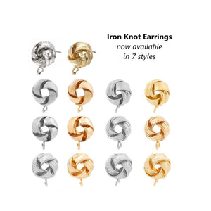 8pcs - 13mm, iron earring, stud, love knot, gold, steel, earring finding, hook, component, jewelry, DIY