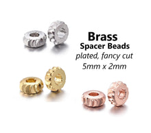 Load image into Gallery viewer, 20pcs - 5x2mm, brass, tiny, fancy cut, bead, spacer, pendant, earring, component, charm, jewelry