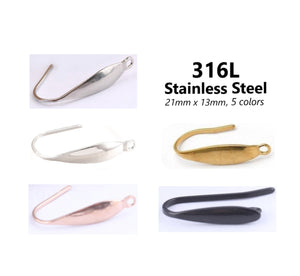 20pcs - 21x13mm, 316L surgical stainless steel, earring hook, connector, component, jewelry, DIY