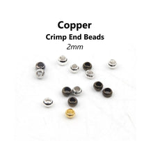 Load image into Gallery viewer, 100pcs - 2mm, crimp end beads, gunmetal, gold, silver, red copper, mixed, tiny, metal, finding, jewelry making, DIY, craft