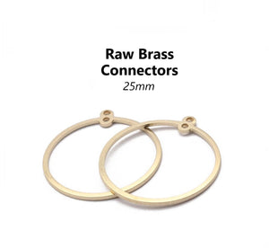 10pcs - 25mm, raw brass, connector, round, circle, charm, open, hollow, link, pendant, craft, jewelry making, finding, diy