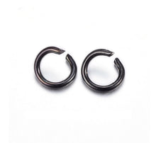 Load image into Gallery viewer, 50pcs - 5,6,7,8mm, 304 stainless steel, jump ring, black, electrophoresis black, open, connector, earring, component, charm, jewelry