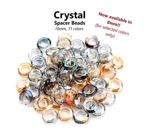 20pcs - 8mm, 10mm, glass, clear, crystal, large hole, spacer beads, component, jewelry, DIY,