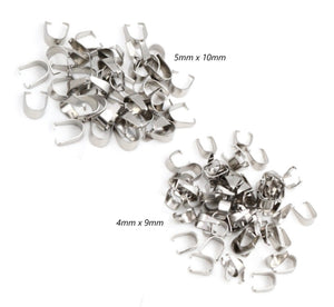 20pcs - 4x9, 5x10mm, 304 Stainless Steel, pinch bails, clasp, clip, pendant, finding, dangle, earring, component, charm, jewelry, DIY