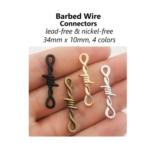 20pcs - 34x10mm, connector, hemp, barbed wire, thorn, silver, gold, bronze, black, rope, charm, dangle, pendant, earring, component, jewelry