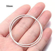 Load image into Gallery viewer, 10pcs - 50,55,60mm, stainless steel, linking ring, closed, steel, large, connector, component, jewelry, DIY,