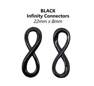 4pcs - 22x8mm, infinity connector, zinc alloy, black, link, figure 8, charm, pendant