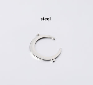 2pcs - 30x25mm, stainless steel, connector, moon, steel, gold, rose gold, dangle, pendant, earring, component, charm, jewelry, DIY