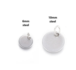 10pcs - 6mm, 10mm, 304 stainless steel, charm, tiny, round, jump ring, blanks, stamping, tags, flat, jewelry, necklace, earrings