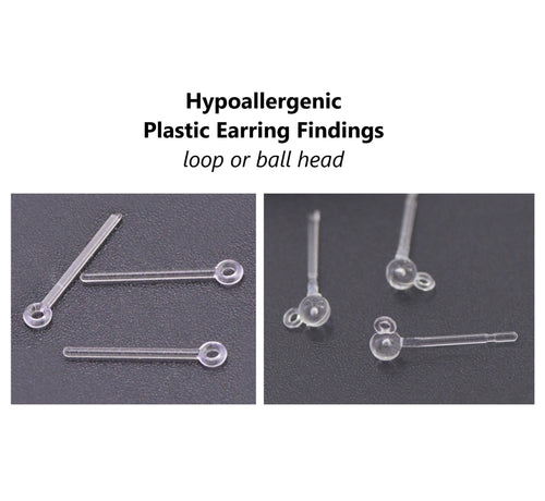 20pcs - plastic, loop head, ball head, hypoallergenic, transparent, clear, finding, earrings, component, jewelry, DIY,