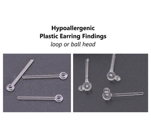 20pcs - plastic, loop head, ball head, hypoallergenic, transparent, clear, finding, earrings, component, jewelry, DIY,