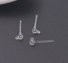 Load image into Gallery viewer, 20pcs - plastic, loop head, ball head, hypoallergenic, transparent, clear, finding, earrings, component, jewelry, DIY,