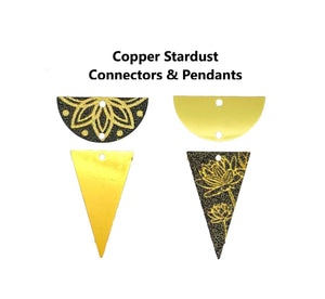 20pcs - gold, black, flowers, connector, charm, copper, stardust, flat, half round, triangle, component, jewelry, DIY,