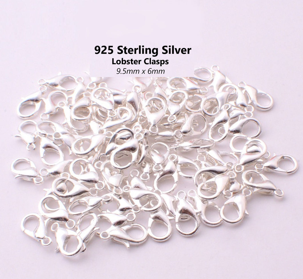 6x9mm, 10pcs, .925 sterling silver lobster clasps, jewelry making, silver, earrings, finding, bracelets, necklaces, craft, diy, jewelry