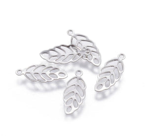 50pcs - 13x5.5m, 316 Stainless Steel, 304 stainless steel, gold, steel, leaf, leaves, filigree, component, jewelry findings