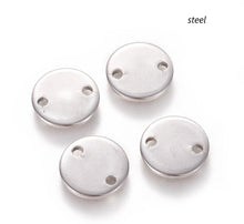 Load image into Gallery viewer, 20pcs - 10mm, 304 stainless steel, connector, link, stamping tag, charm, round, blanks, flat, jewelry, necklace, earrings