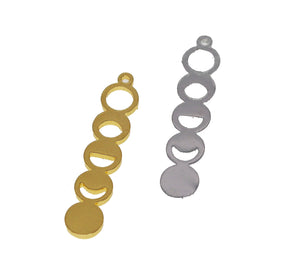 4pcs - 25x5mm, stainless steel, moon phases, bar pendant, steel, gold, pendant, earring, component, jewelry
