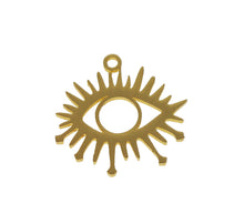 Load image into Gallery viewer, 4pcs - 20x20mm, stainless steel, evil eye, protection, steel, gold, pendant, charm, earring, component, jewelry