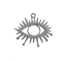 Load image into Gallery viewer, 4pcs - 20x20mm, stainless steel, evil eye, protection, steel, gold, pendant, charm, earring, component, jewelry