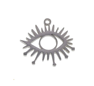 4pcs - 20x20mm, stainless steel, evil eye, protection, steel, gold, pendant, charm, earring, component, jewelry