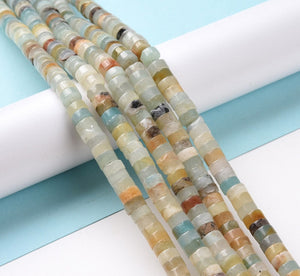 40pcs - 6x3mm, amazonite, heishi beads, stone, natural, earring, necklace, finding, jewelry making, DIY, craft