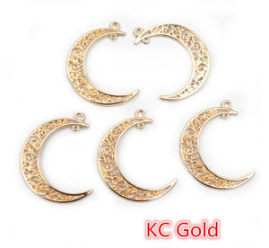 10pcs - 41x35mm, connector, filigree, quarter moon, connector, charm, earring, necklace, jewelry making, craft, hollow