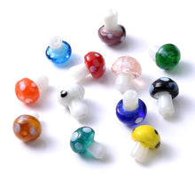 Load image into Gallery viewer, 10pcs - 10x13mm, glass, lampwork, mushroom, bead, variety pack, pendant, charm, earring, necklace, finding, jewelry making, DIY, craft