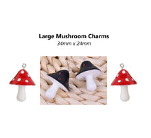 Load image into Gallery viewer, 5pcs - 34x24mm, large, mushroom, pendant, charm, acrylic, earring, necklace, finding, jewelry making, DIY, craft
