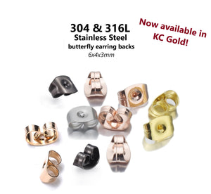 50pcs - earring back, 316 stainless steel, butterfly, stud, ear nut, earring, component, charm, jewelry, DIY,