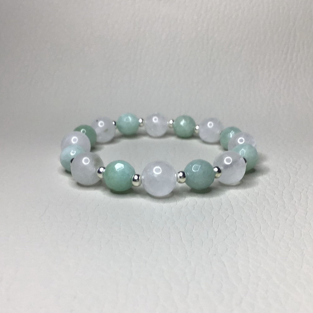 Bracelets | Natural Stone | Burmese Jade | Clear Quartz | blue | green | seafoam | clear | sterling silver | handmade | Beaded Bracelet