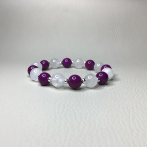 Bracelets | Natural Stone | Purple Sugilite | Clear Quartz Beaded Bracelet | purple | sterling silver spacers | handmade | Beaded Bracelets
