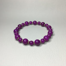 Load image into Gallery viewer, Bracelets | Natural Stone | Purple Sugilite Beaded Bracelet | purple | light gold spacer beads | handmade | Beaded Bracelets