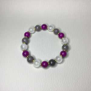 Bracelets | Natural Stone | Purple Sugilite | Clear Quartz | Grey Mashan Jade | purple | grey | gold | handmade | Beaded Bracelets