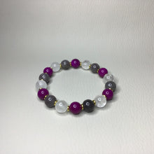 Load image into Gallery viewer, Bracelets | Natural Stone | Purple Sugilite | Clear Quartz | Grey Mashan Jade | purple | grey | gold | handmade | Beaded Bracelets