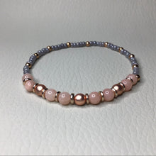Load image into Gallery viewer, Bracelets | Natural Stone | Pink Jade, Rose Gold and Gray Beaded Bracelet | pink | gray | grey | rose gold | Handmade | Beaded Bracelets