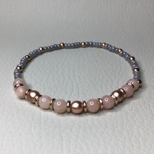 Load image into Gallery viewer, Bracelets | Natural Stone | Pink Jade, Rose Gold and Gray Beaded Bracelet | Handmade | Beaded Bracelets