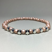 Load image into Gallery viewer, Bracelets | Metal | Rose Gold and Bright Silver Beaded Bracelet | Brass | Seed Bead | Blush | Handmade | Beaded Bracelets